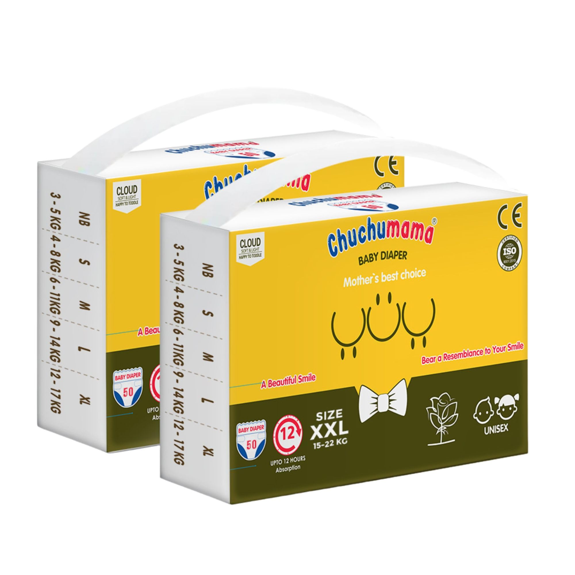 chuchumama 　４点 Buy Chuchumama Taped Style Baby Diaper XXL - 2 Packs, 40 Diapers